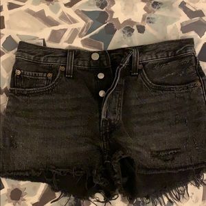 Levi’s Distressed Black Jean Shorts